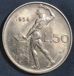 Repubblica Italiana. 50 Lire 1954. Ac. Gig. ... 