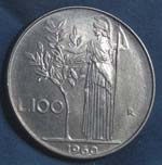 Repubblica Italiana. 100 Lire 1960. Ac. Gig. ... 