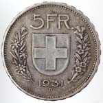 Monete Estere. Svizzera. 5 Franchi 1931. Ag. ... 