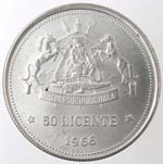 Monete Estere. Lesotho. 50 Licente 1966. Ag ... 