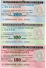 Miniassegni. Banca S. Paolo - Brescia. Serie ... 