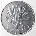 Repubblica Italiana. 10 lire 1948 Ulivo. It. ... 