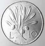 Repubblica Italiana. 10 Lire 1950 Ulivo. ... 