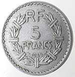 Monete Estere. Francia. 5 Franchi 1945. Al. ... 
