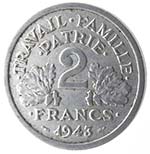 Monete Estere. Francia. 2 Franchi 1943. Al. ... 