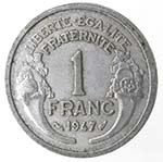 Monete Estere. Francia. Franco 1947. Al. BB.