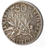 Monete Estere. Francia. 50 Centimes 1915. Ag ... 