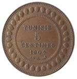 Monete Estere. Tunisia. 5 Centimes 1904. Ae. ... 