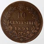 Casa Savoia. Umberto I. 10 Centesimi 1894 ... 