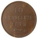 San Marino. 10 Centesimi 1875. BB+.