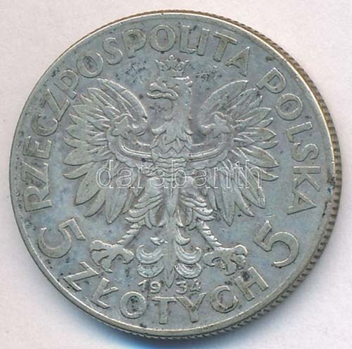 Lengyelország 1934. 5Zl Ag ... 