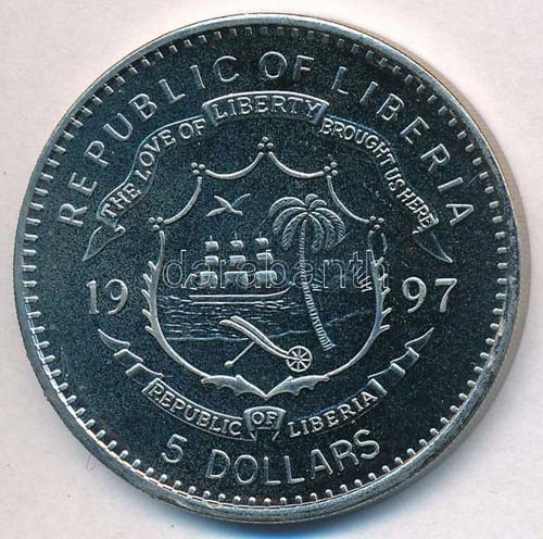 Libéria 1997. 5$ Cu-Ni ... 