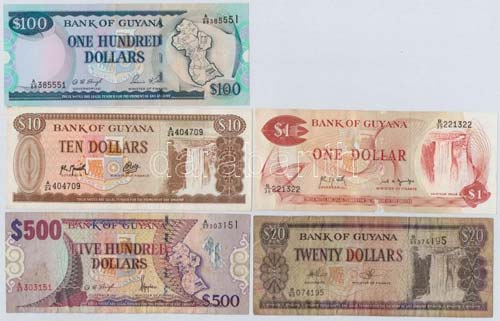 Guyana ~1966-2000. 1$-500$ (5xklf) ... 