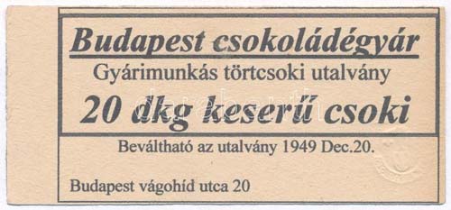 1949. Budapest Csokoládégyár ... 