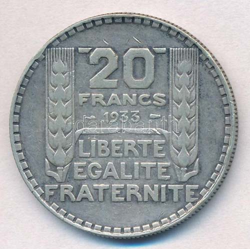 Franciaország 1933. 20Fr Ag T:2- ... 