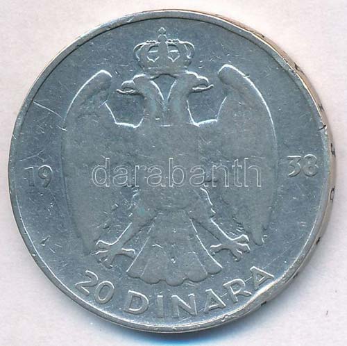 Jugoszlávia 1938. 20D Ag II. ... 