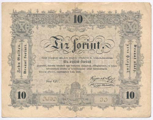 1848. 10Ft Kossuth bankó ... 