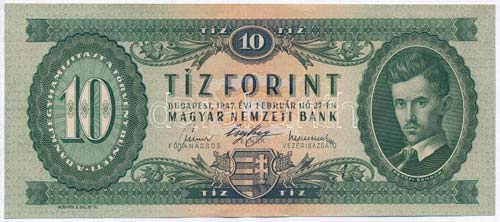 1947. 10Ft T:II-,III  
Hungary ... 