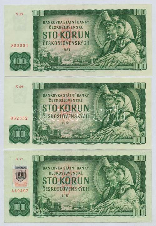 Csehszlovákia 1961. 100K (3x) ... 