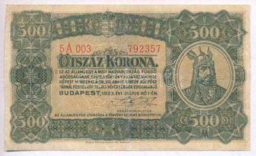 1923. 500K Magyar Pénzjegynyomda ... 