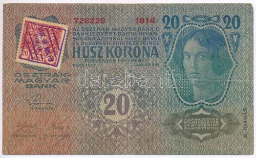 1913. 20K csehszlovák bélyeggel ... 