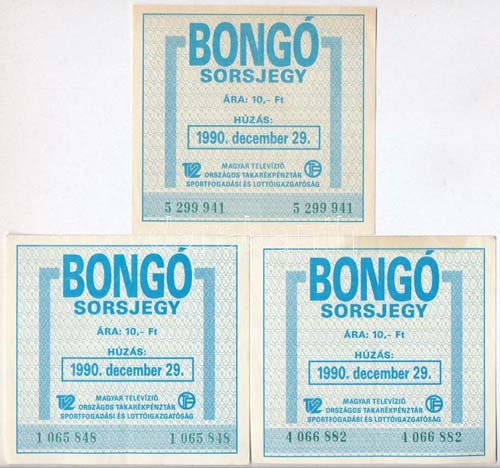 1990. Bongó sorsjegy 10Ft ... 