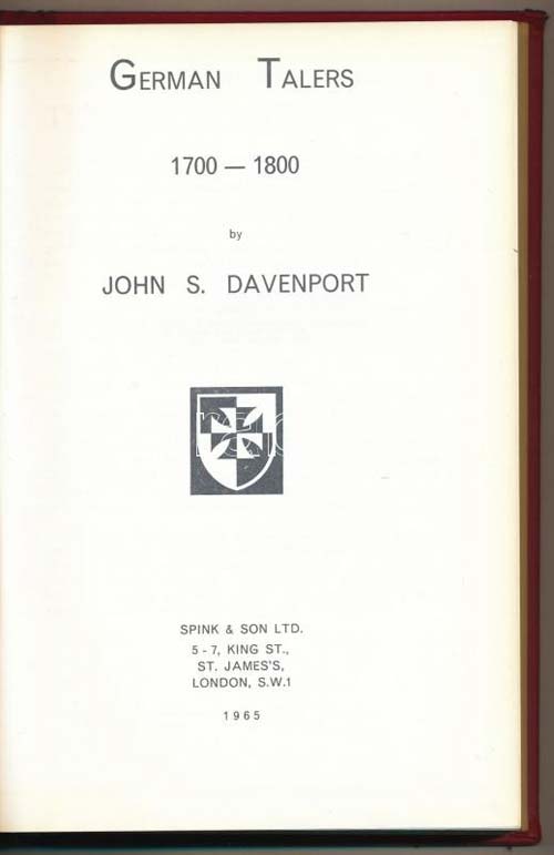 John S. Davenport:  German Talers ... 