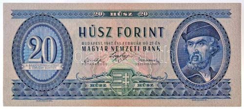 1947. 20Ft T:I-,II 
/ Hungary ... 