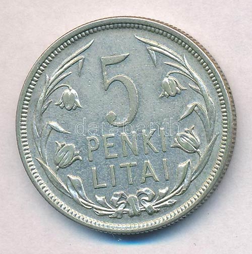 Litvánia 1925. 5L Ag T:2 ... 