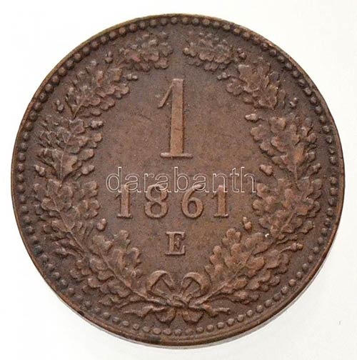 1861E 1kr Cu T:2 / 
Hungary 1861E ... 