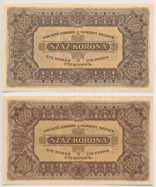 1923. 100K (2x) egyik Magyar ... 