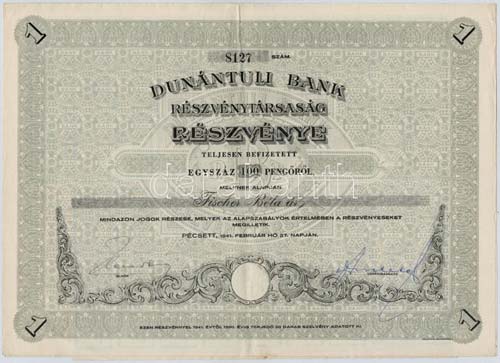 Pécs 1941. Dunántúli Bank ... 