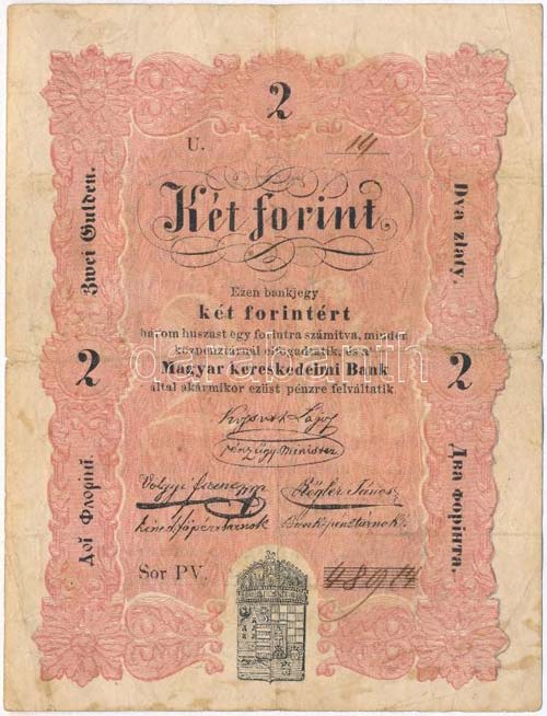 1848. 2Ft Kossuth bankó T:III ... 