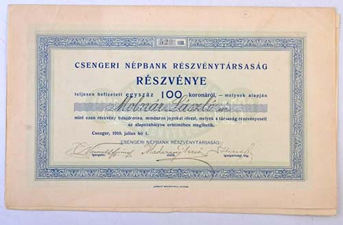 Csenger 1910. Csengeri Népbank ... 
