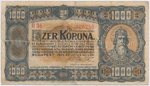 1923. 1000K Magyar ... 