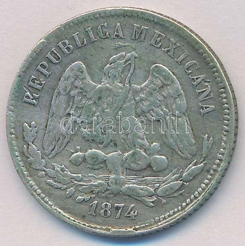 Mexikó / Guanajuato 1874. 25c Ag ... 