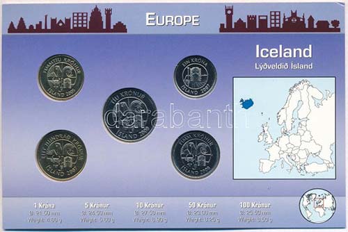Izland 2005-2008. 1Kr-100Kr ... 