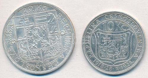 Csehszlovákia 1928. 10K Ag ... 