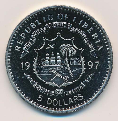 Libéria 1997. 5$ Cu-Ni Zsiráf ... 