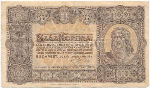 1923. 100K Magyar Pénzjegynyomda ... 