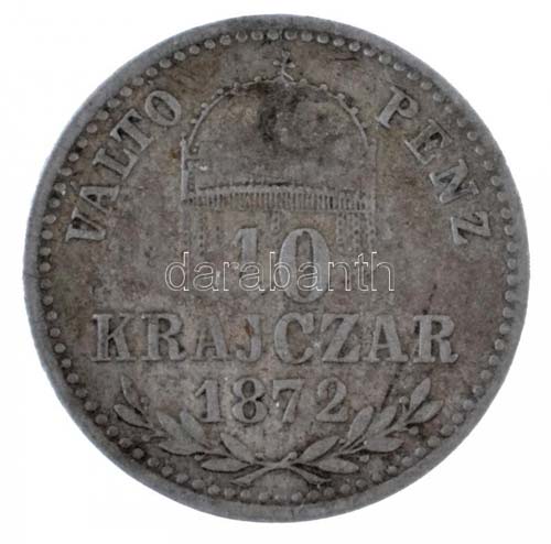 1872KB 10kr Ag Váltó Pénz ... 