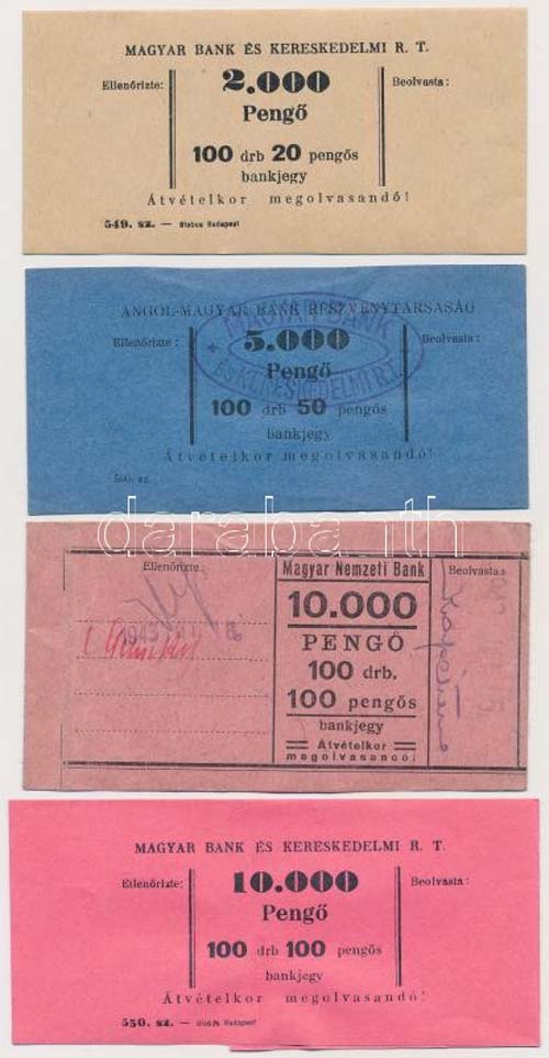 ~1930-1943. 4db klf bankjegy ... 
