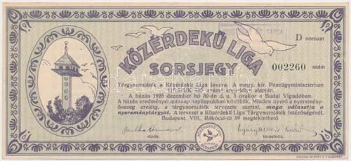 Budapest 1925. Közérdekű Liga ... 