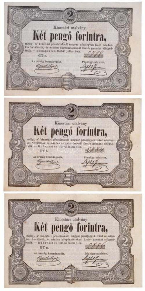 1849. 2Ft Kossuth bankó (3x) ... 