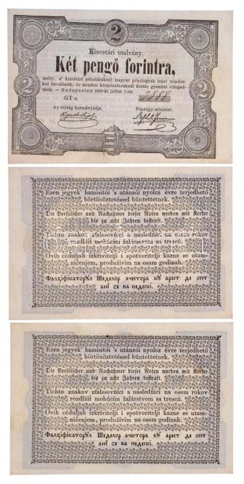 1849. 2Ft Kossuth bankó (3x) ... 