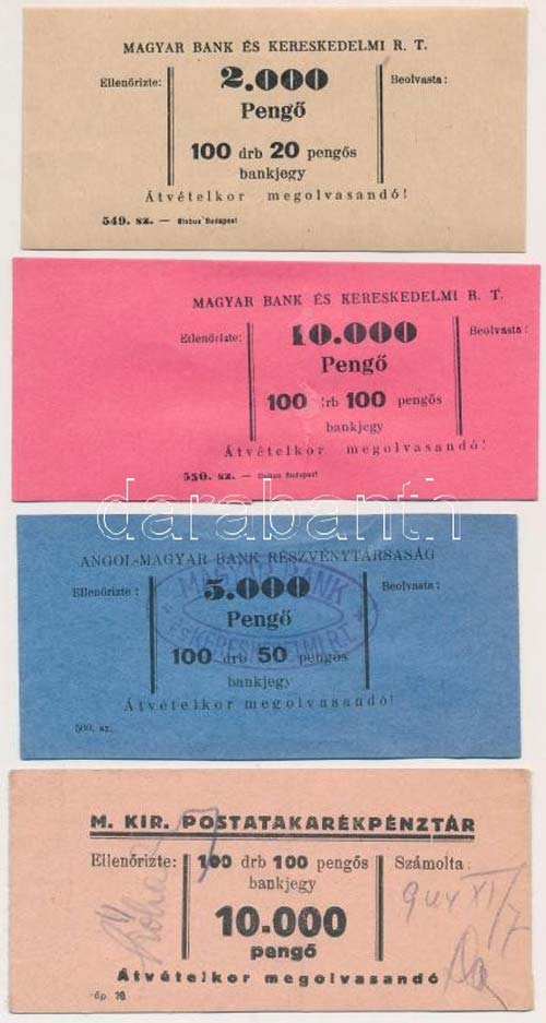~1930-1940. 4db klf bankjegy ... 