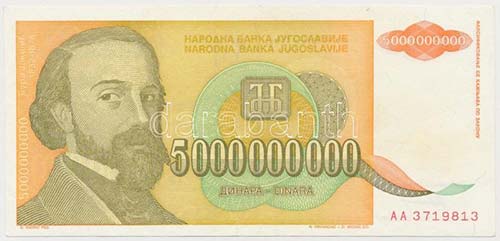 Jugoszlávia 1993. 5.000.000.000D ... 