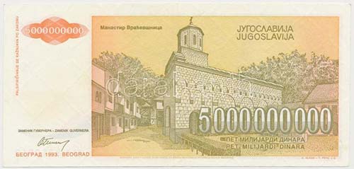 Jugoszlávia 1993. 5.000.000.000D ... 