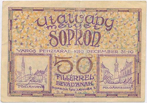 Sopron 1919. 50f utalvány ... 