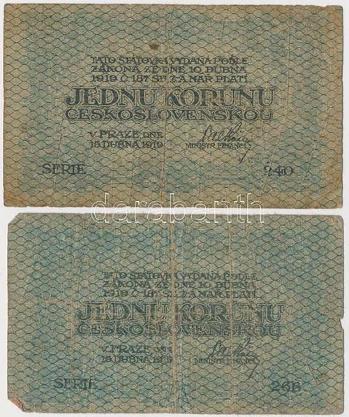 Csehszlovákia 1919. 1K (2x) ... 